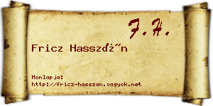 Fricz Hasszán névjegykártya